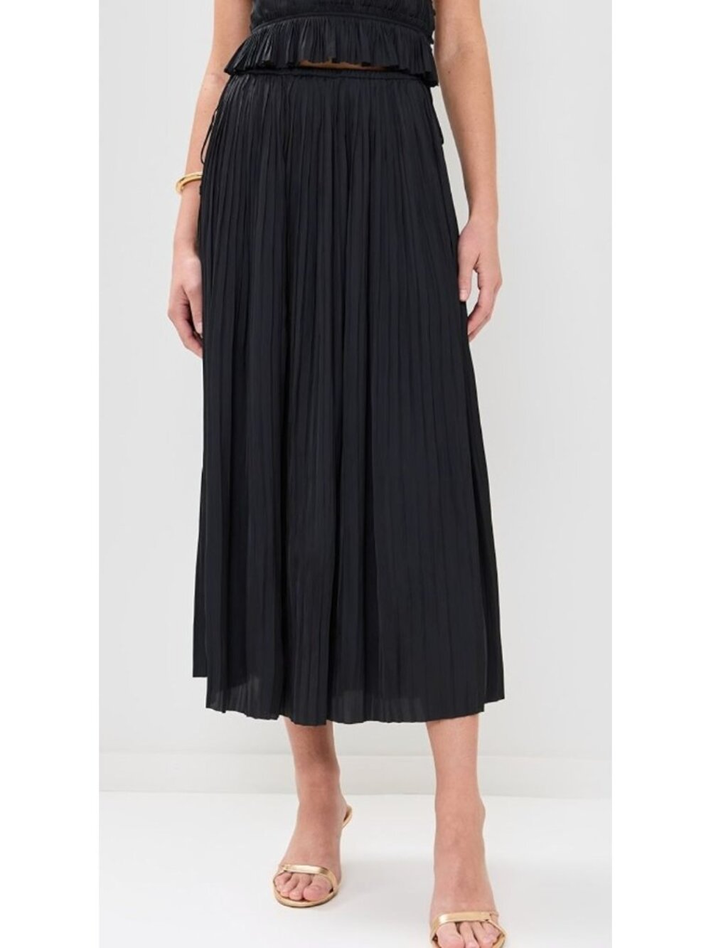 NWT ULLA JOHNSON Ineze Pleated Maxi Skirt Noir Black Size 4